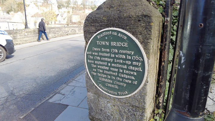 The beautiful old bridge crossing the River Avon at Bradford on Avon, Wiltshire.