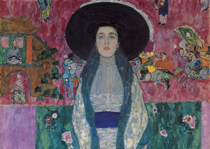 Examples of landscape and portrait paintings by Gustav Klimt