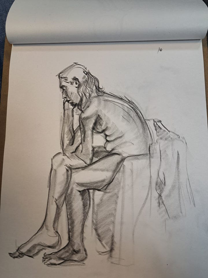life drawing of nude model in cardiff