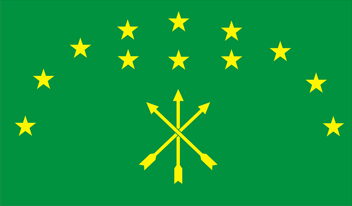 Circassian flag and flag of the Kabardino-Balkarian Republic