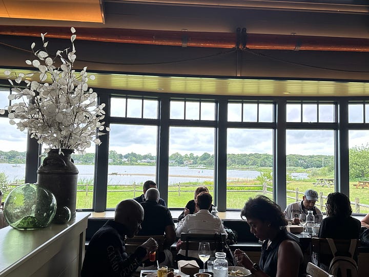 View at the bar and from a table at Beach Road Restaurant in Martha's Vineyard