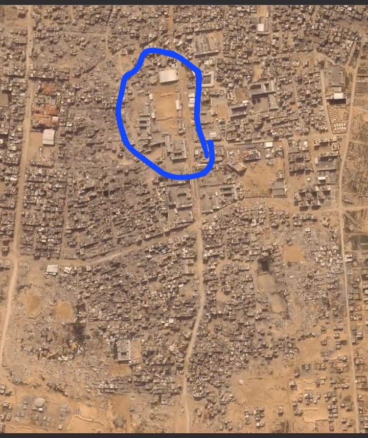 Satellite imagery showing the destruction of the Khan Younis Municipal Stadium 