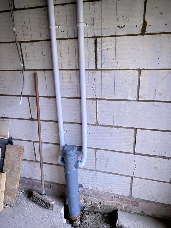 drainage installed and pipework connected