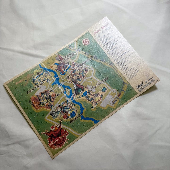 Tan paper with a map of Nuka World