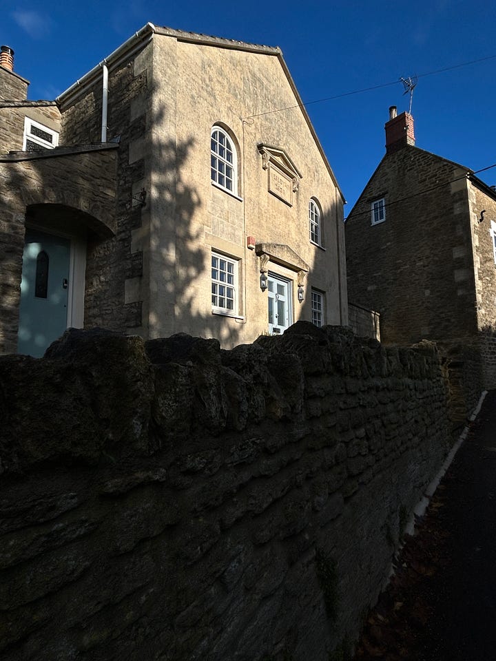 Photos taken of properties on Bell Hill, Norton St Philip, Somerset. Includes Palairet Village Hall. Images: Roland's Travels