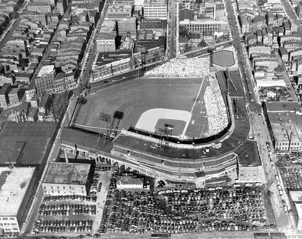 Crosley Field, dry and wet.