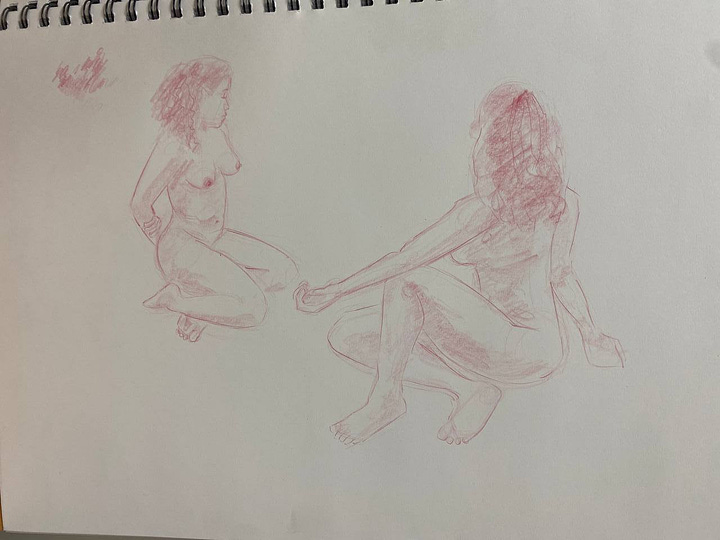 life drawing sketches of a female nude