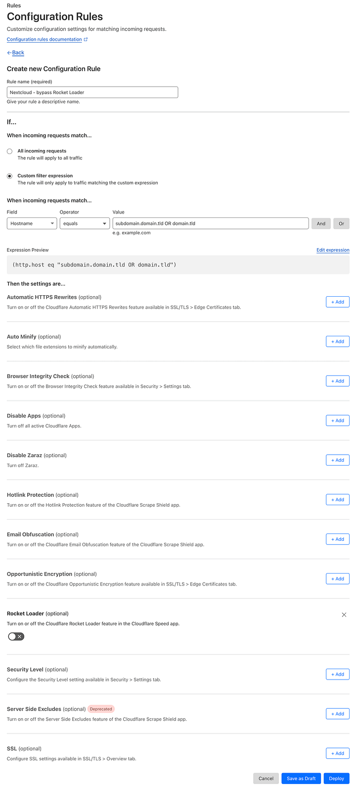 Cloudflare rules setup and Cloudflare Trace results