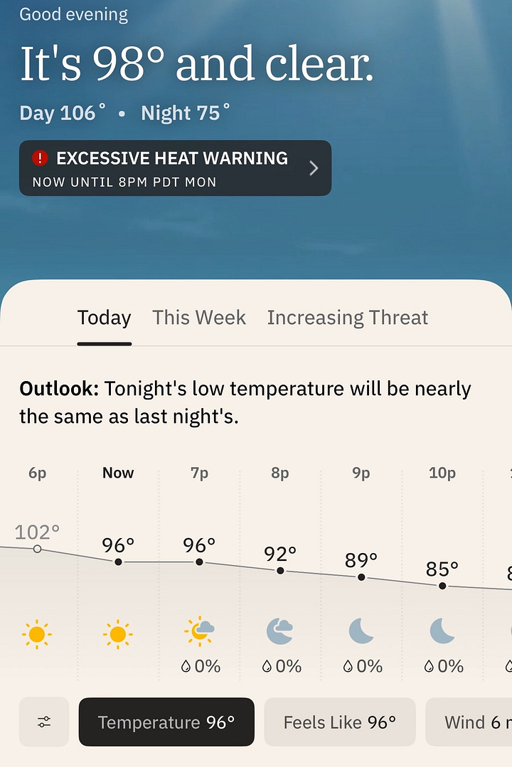 Weather conditions at Disneyland on a very hot day