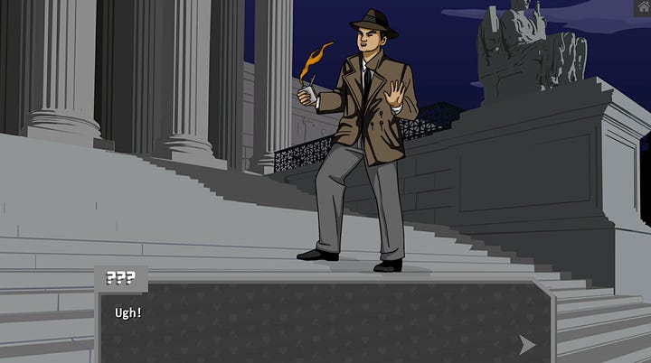 Dramatic rendition of the poisoning of Justice Antonin Scalia on the steps of the Supreme Court building by a mysterious woman who walks away from his prone body