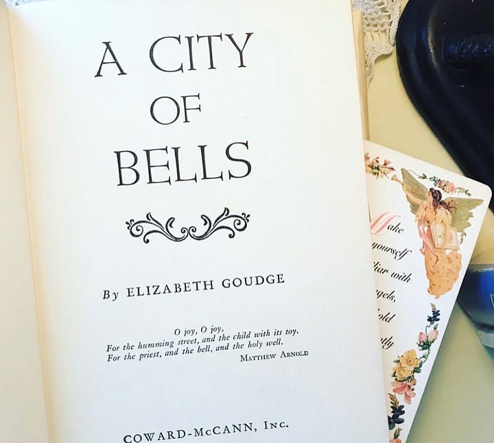 Inside the US edition of A City of Bells: title page, copyright, chapter one, and my favorite quote from Jocelyn as he arrives in Torminster. 