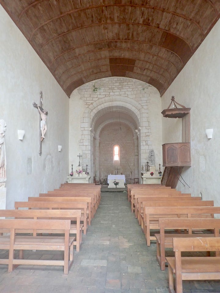 Stone church with wooden ceiling