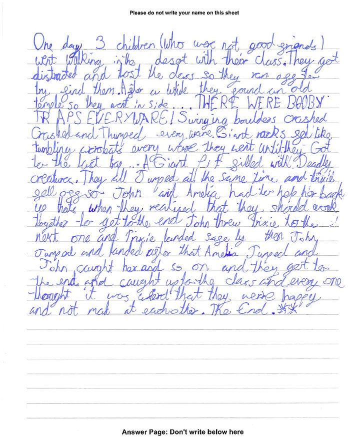 Year 5 writing (left non PP 55%, right PP 45%)