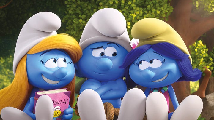 The Smurfs characters (left) and Disney's Hercules himself (right).