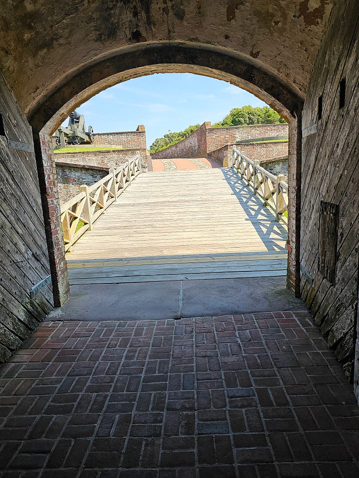 Images showing the inside of Fort Macon in North Carolina.