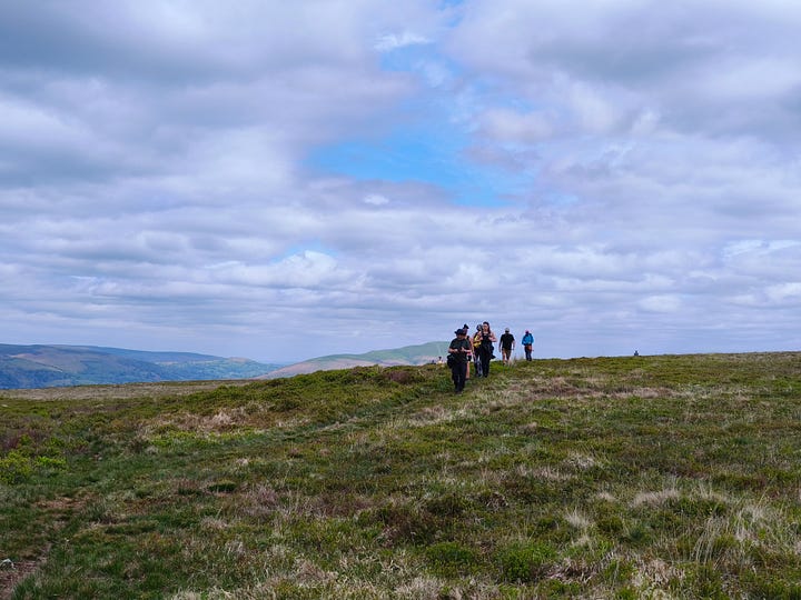 hill walking in wales in the sunshine