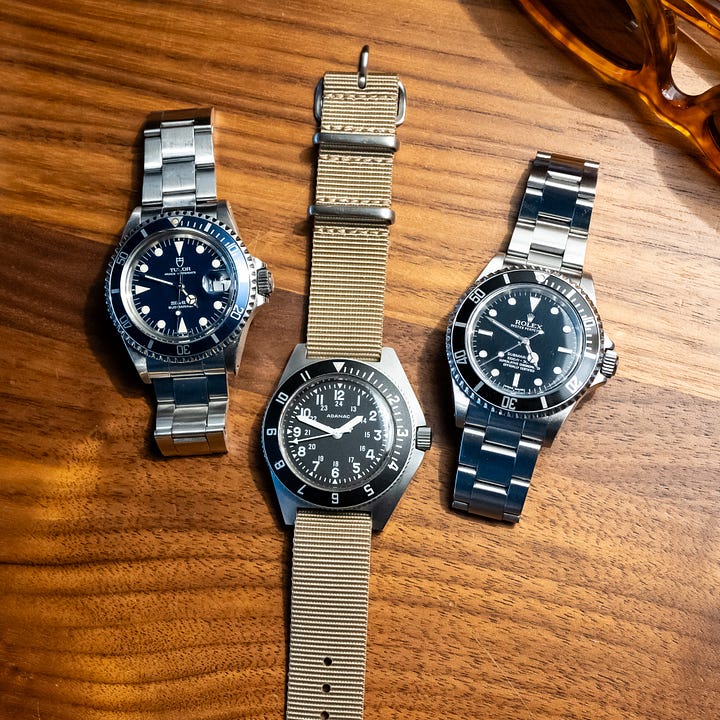 vintage 1990s tudor submariner watches