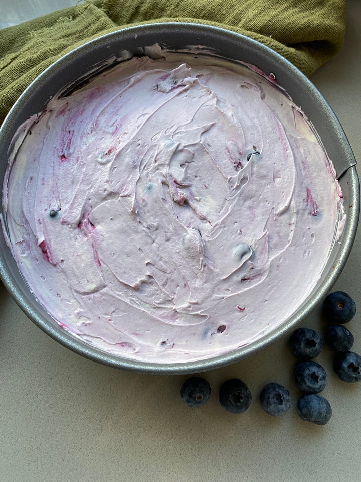 Unbaked Blueberry Cheesecake. 