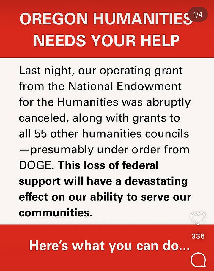 Social media posts from state humanities councils of Oregon, Kansas, Nevada and Idaho