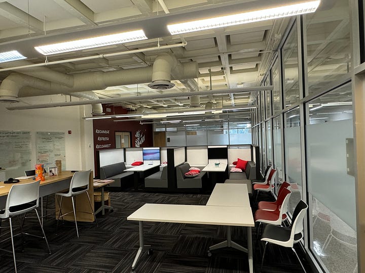 Pictures of a relaxation room at Howard Community College