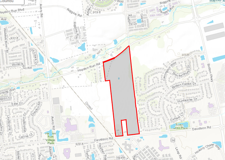 Land parcels cited north of Davidson Road totaling 120 acres