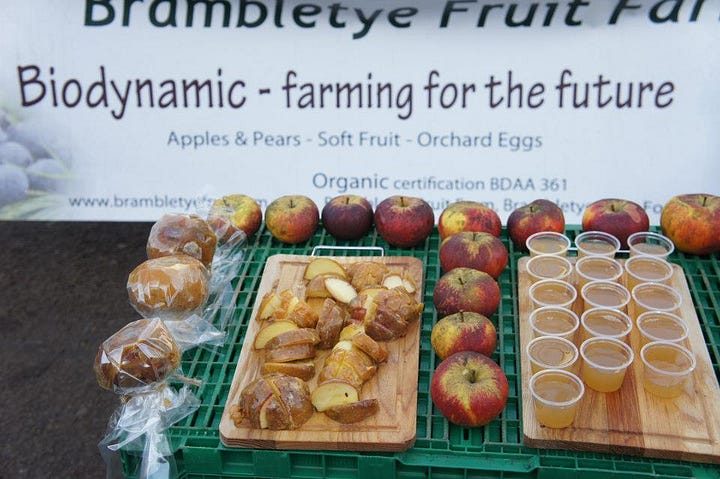 Brambletye Market stall 2010-2015 organic, biodynamic fruit vegetables juice