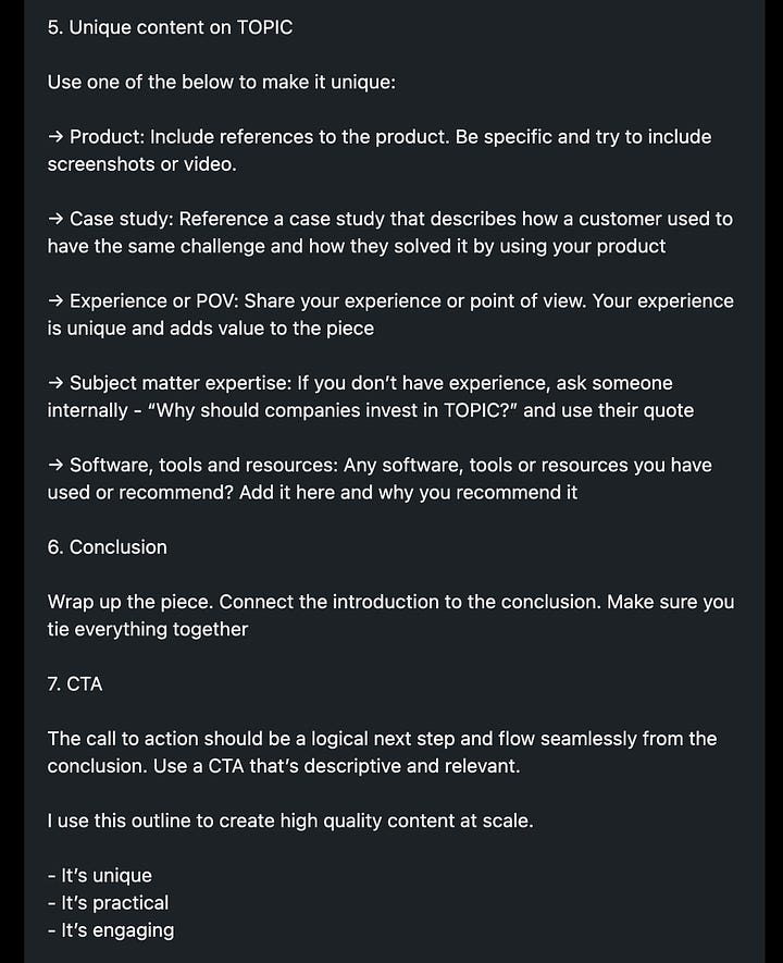 The text of this post includes snippets like: "My blog posts have been read by 9.1 million people No secret: They all use this 7-step outline" and "2. Challenge Explain why companies struggle with this topic. Is it lack of expertise, strategy, resources? Be detailed. Demonstrate that you understand their pain points 3. Benefits Why should the reader care about this topic? How can they benefit by reading further? Include at least 3 benefits."