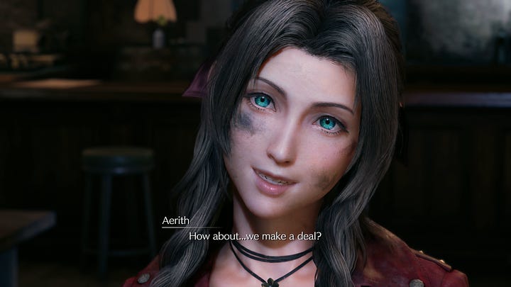 Aerith: "How about...we make a deal?"