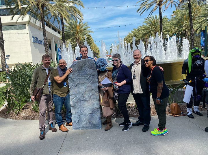 Images of me with cosplayers, Mac and Isabella; The High Republic Celebration Panel; Me and Cav at Galaxy's Edge
