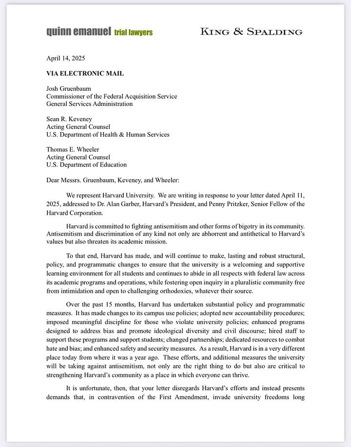 Harvard's Response to White House
