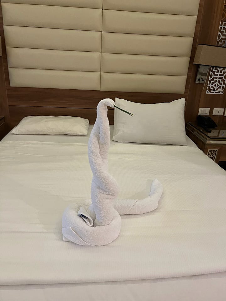 Towel Artwork in our NIle Cruise cabin