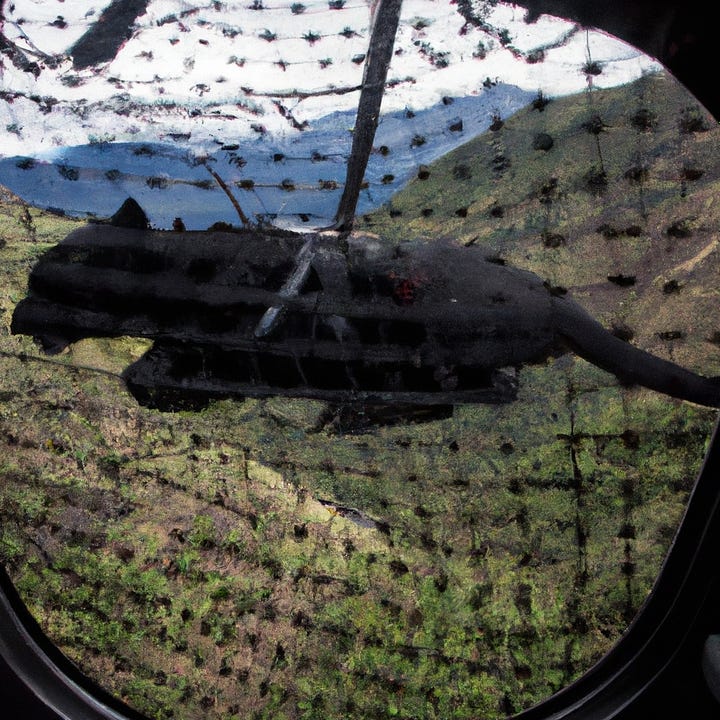 A black jaguar being caught and taken by the police in a helicopter 