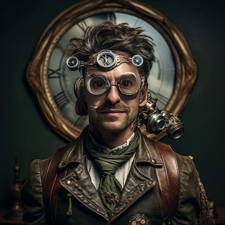 Happy steampunk inventor: Original vs. Daniel