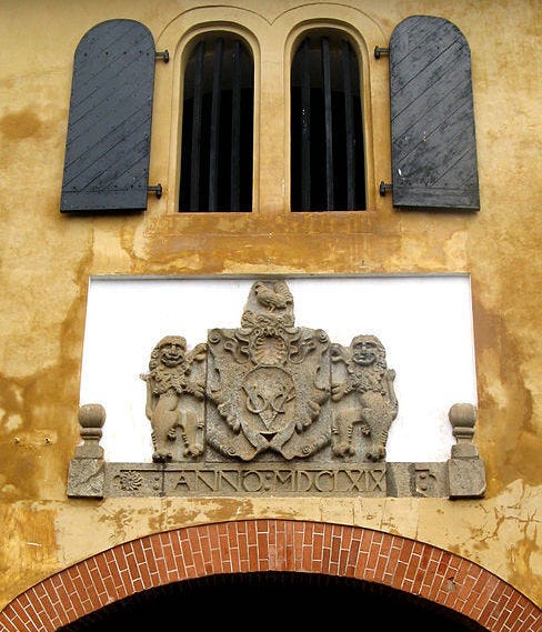 VOC Coat of Arms above the Galle Fort Main Gate and interior of the Dutch Reformed Church