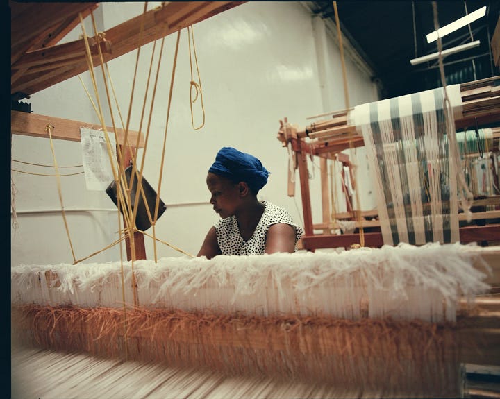 Hamaji, hand-loomed garments made by artists in Ghana.