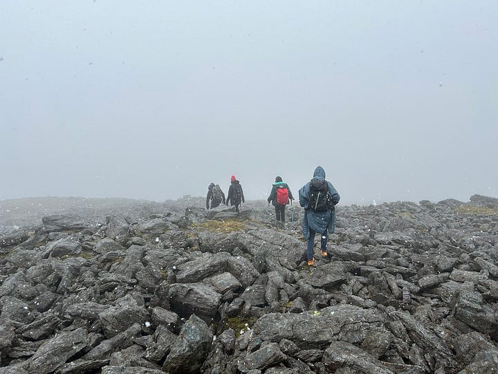 walking snowdon in the snow