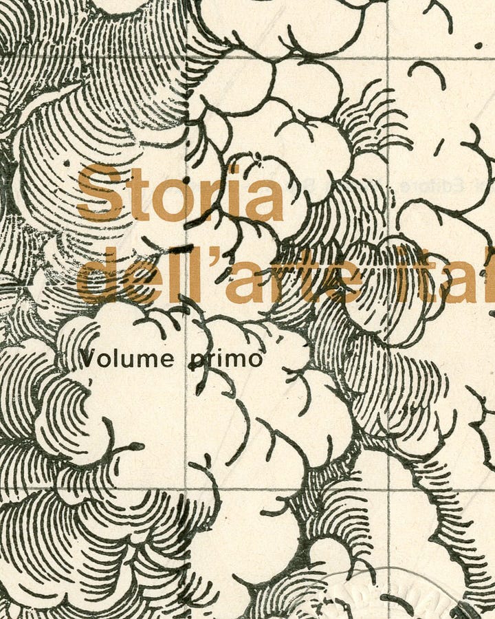 Gianpaolo Pagni, STORIA DELL'ARTE ITALIANA VOL.1 (n.020), (rubber stamp, pencil, ballpoint pen, fountain pen, and fluorescent highlighter on school book), 2024 [© Gianpaolo Pagni]