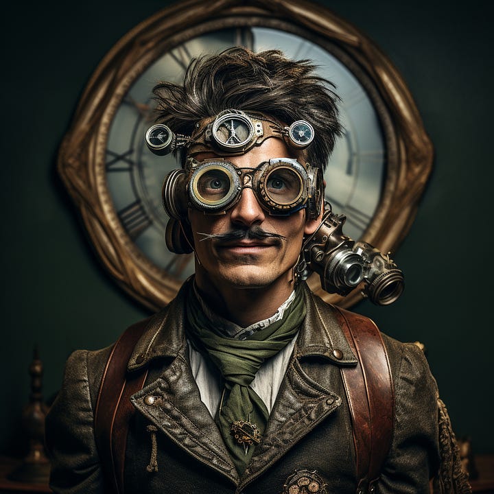 Happy steampunk inventor: Original vs. Daniel