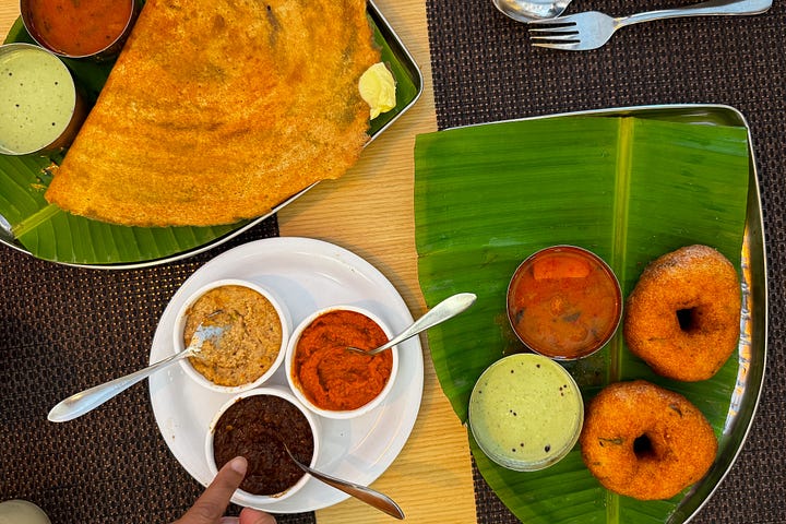 Sri Krishna Bhavan's medu vadas; Ice cream with thyme-olive oil