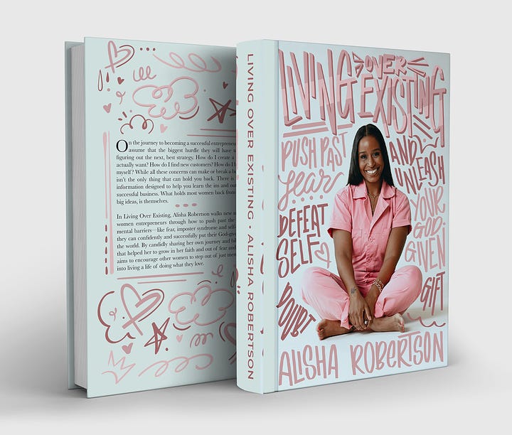 Mockups of the Living Over Existing book by Alisha Robertson