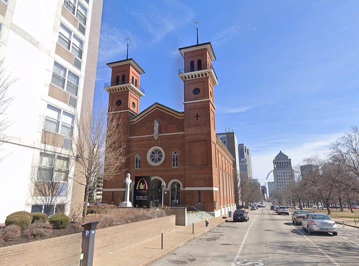 Chestnut St. toward 16th in the 1870s and today. Photo: 1870s Boehl & Koenig, snip Google Maps