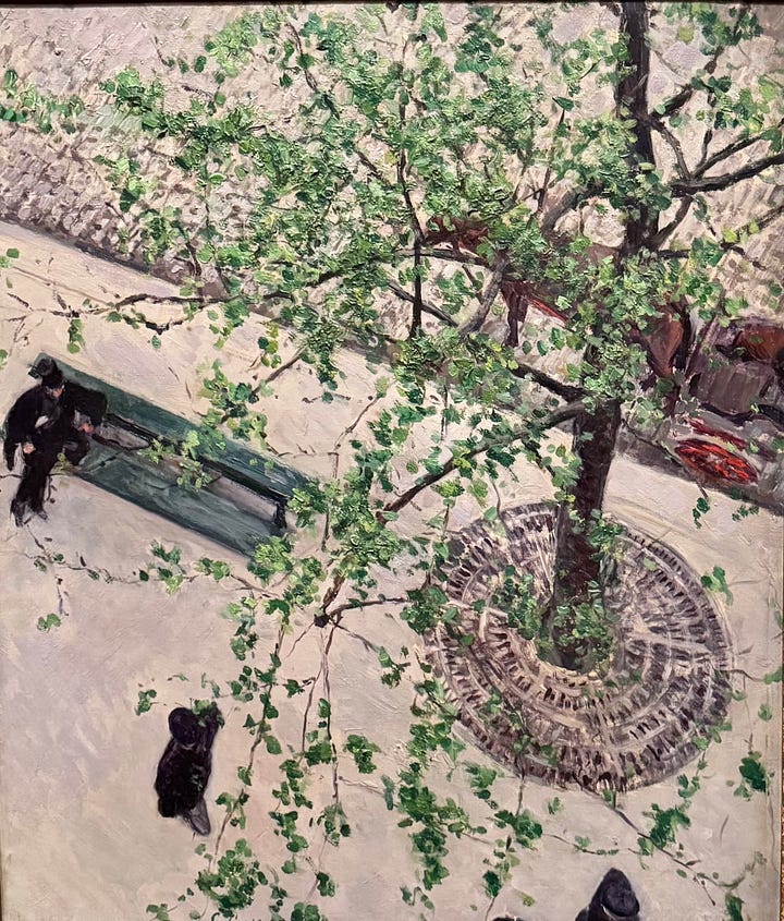 Four paintings by Gustave Caillebotte with unusual angles