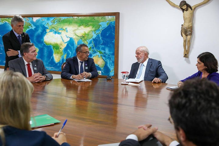 Presidente da República e Ministra da Saúde se reunem com Tedros para definir rumos do Tratado Pandêmico.