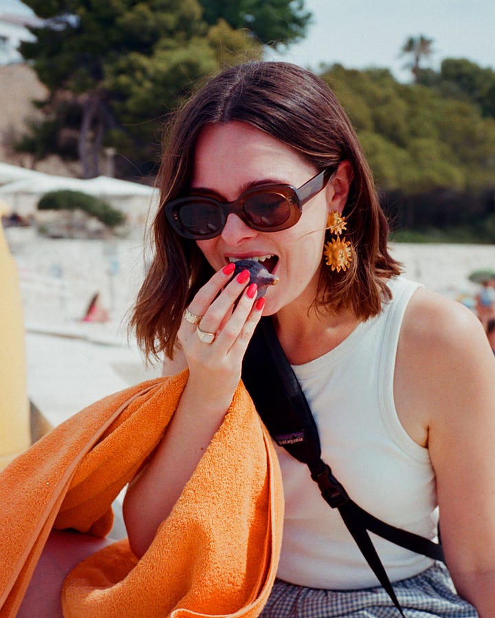 My Polene hoop earrings and large gold suns from Sezane.