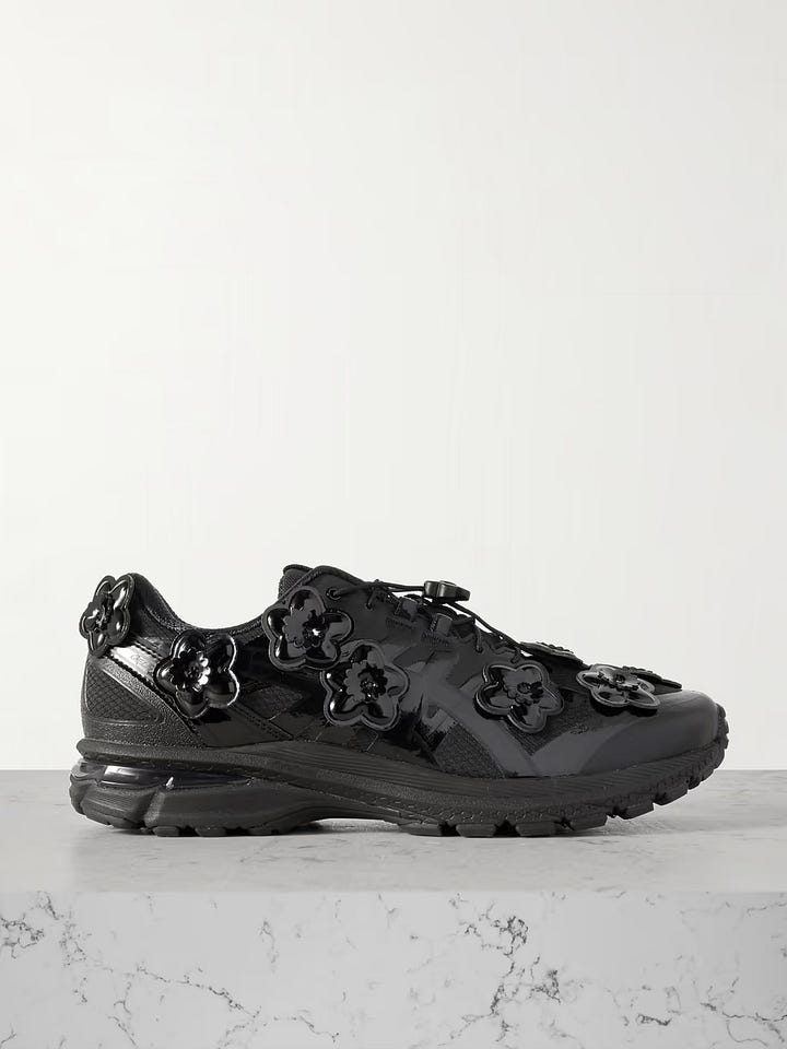 Estée Lauder eye cream, Tenth Muse solid perfume, Peep Club heated eye wand, Asics trainers