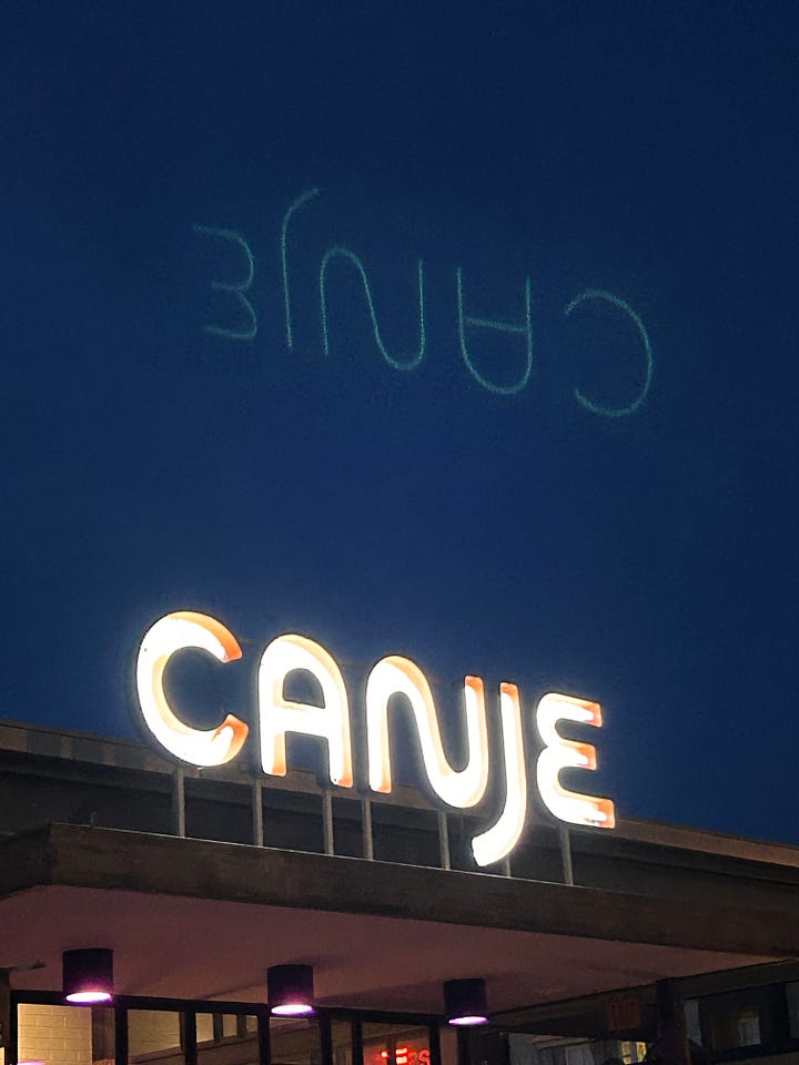 The images feature different sights Jesus and Judas saw during a recent trip to Austin, including a neon orange sun, a restaurant called Canje, plants, wildflowers, a pool with feet showing off a green pedicure, a deer who got very close to them.