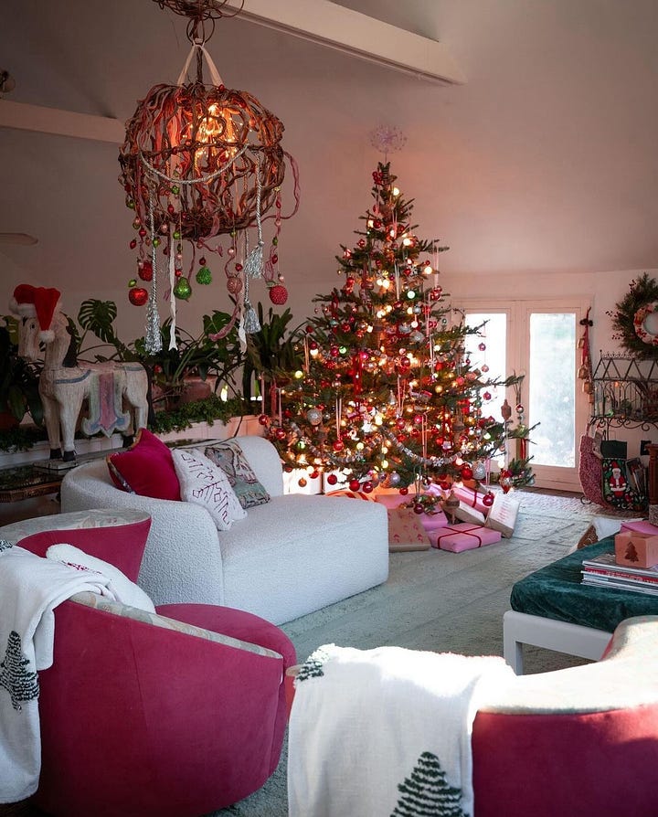 holiday 2025 Christmas decorating inspiration, featuring pink ribbons and bows