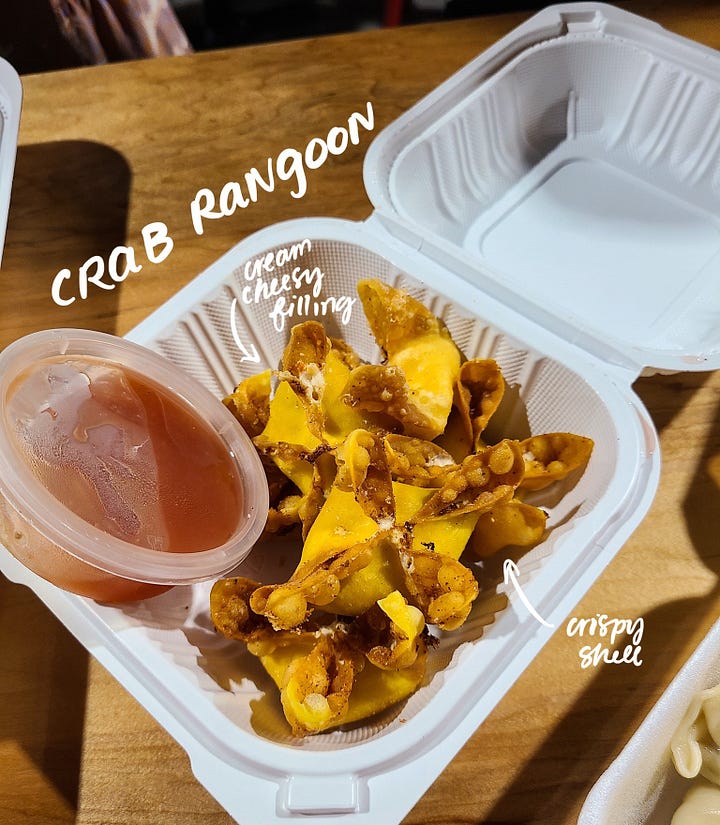Alley 51 QUICITOP crab rangoon and home style pork dumplings