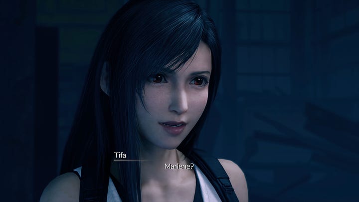 How does Tifa calling a ghost girl Marlene lead Aerith to know that it's her who Tifa needs to be taken to safety?