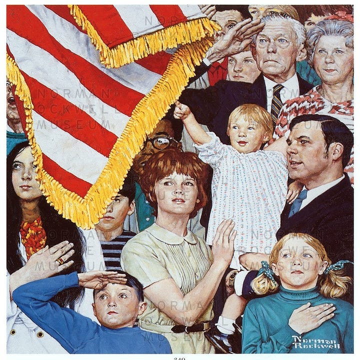 Norman Rockwell: From Concord to Tranquility, and Salute the Flag.